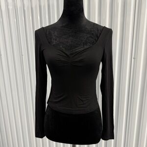 ForeFair Women’s Black Y2K Cropped Long Sleeve Top Size XS